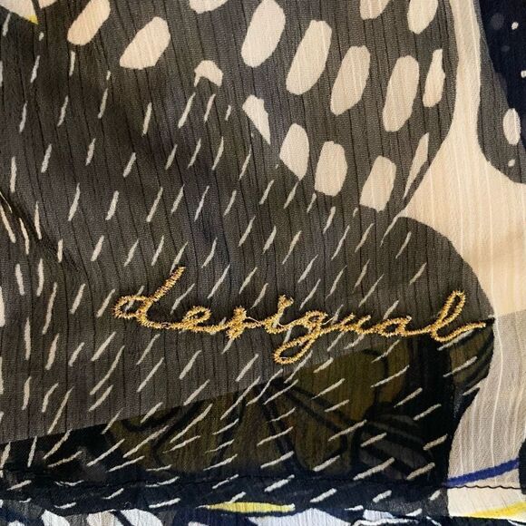 Desigual Anna Lemon Floral Ruffle Halter Neck Dress Size 10 - Picture 6 of 10